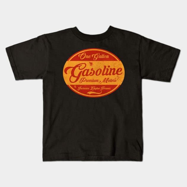 Vintage Gasoline Sign Kids T-Shirt by CTShirts